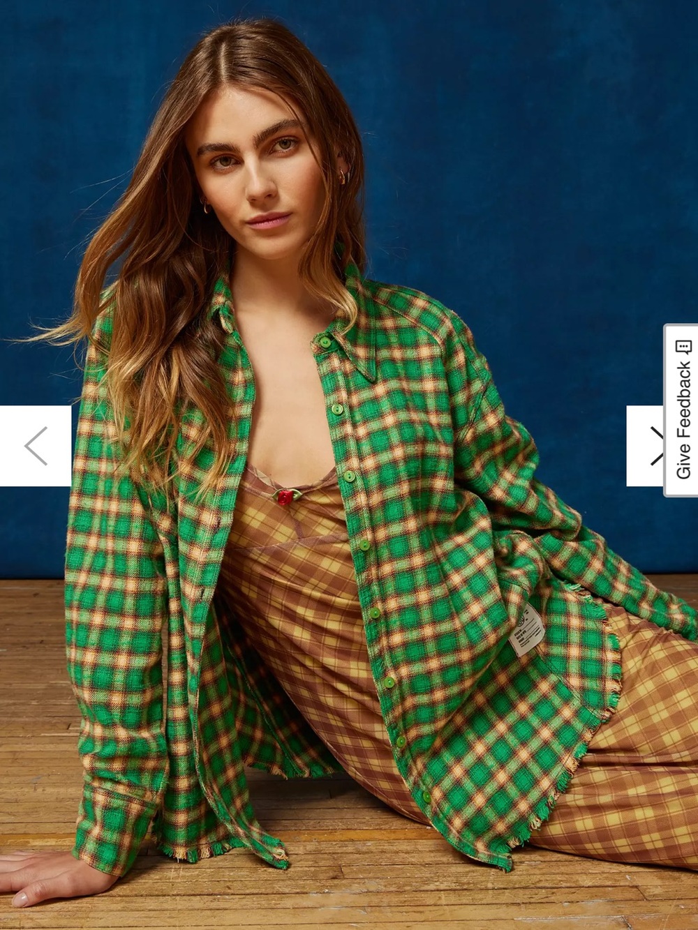 BDG Urban Outfitters Brixton Grunge Flannel Shirt M Green Plaid Raw Hem oversize